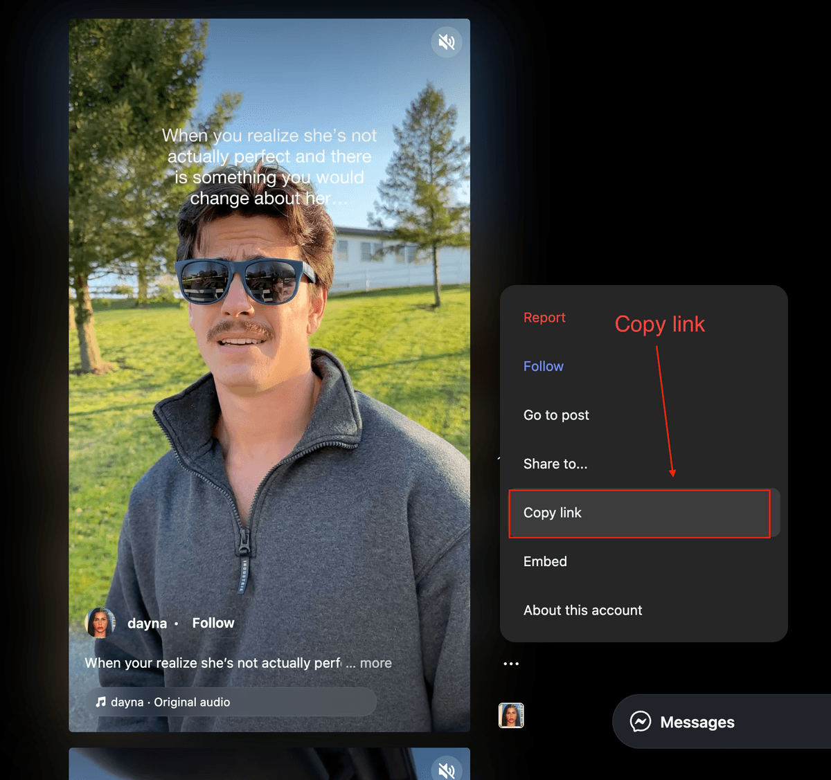 How to copy Instagram reel link